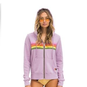aviator nation,  Purple Hoodie with Rainbow Stripes